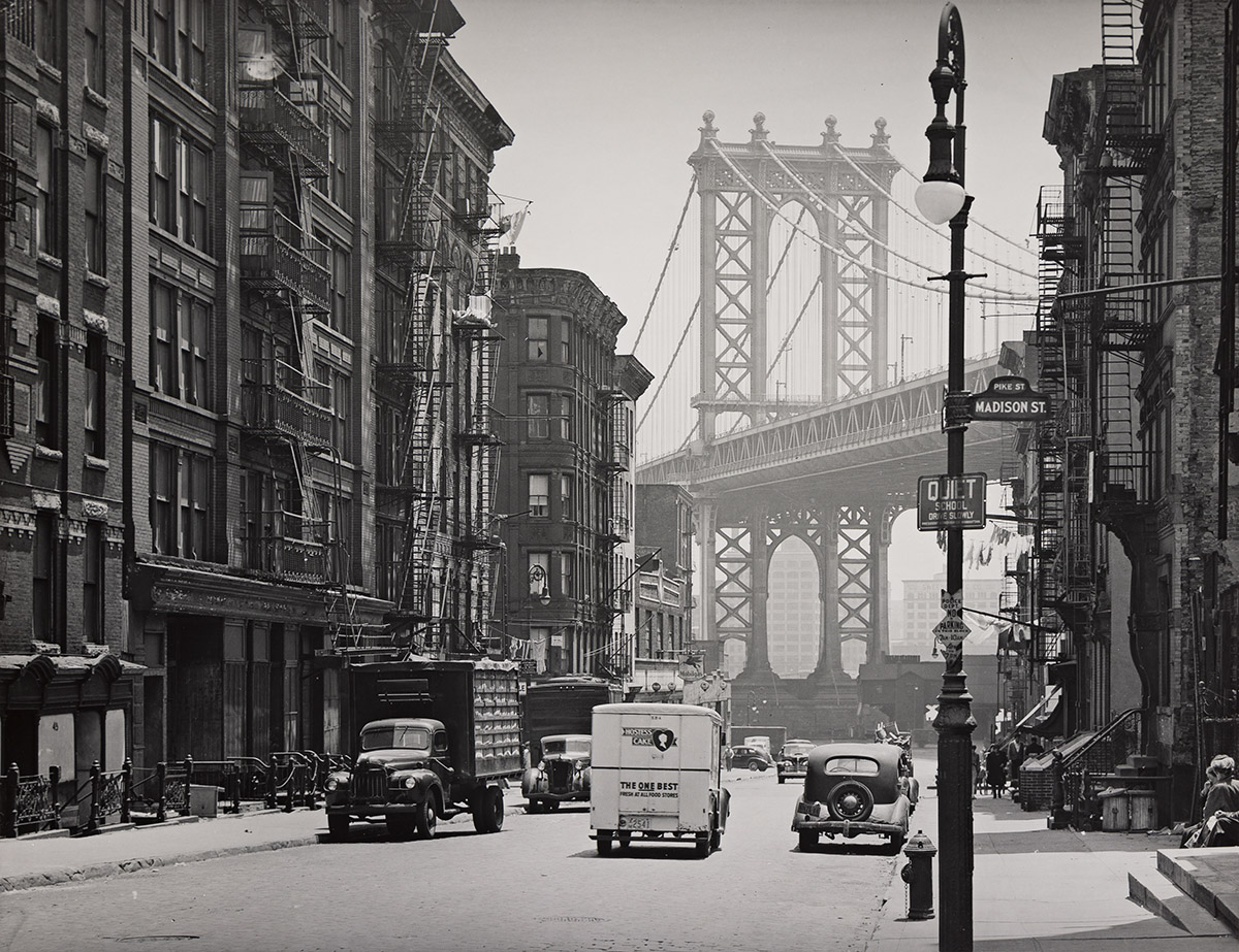 TODD WEBB (1905-2000) Manhattan Bridge from Madison and Pike Streets, Lower East Side, New York.
